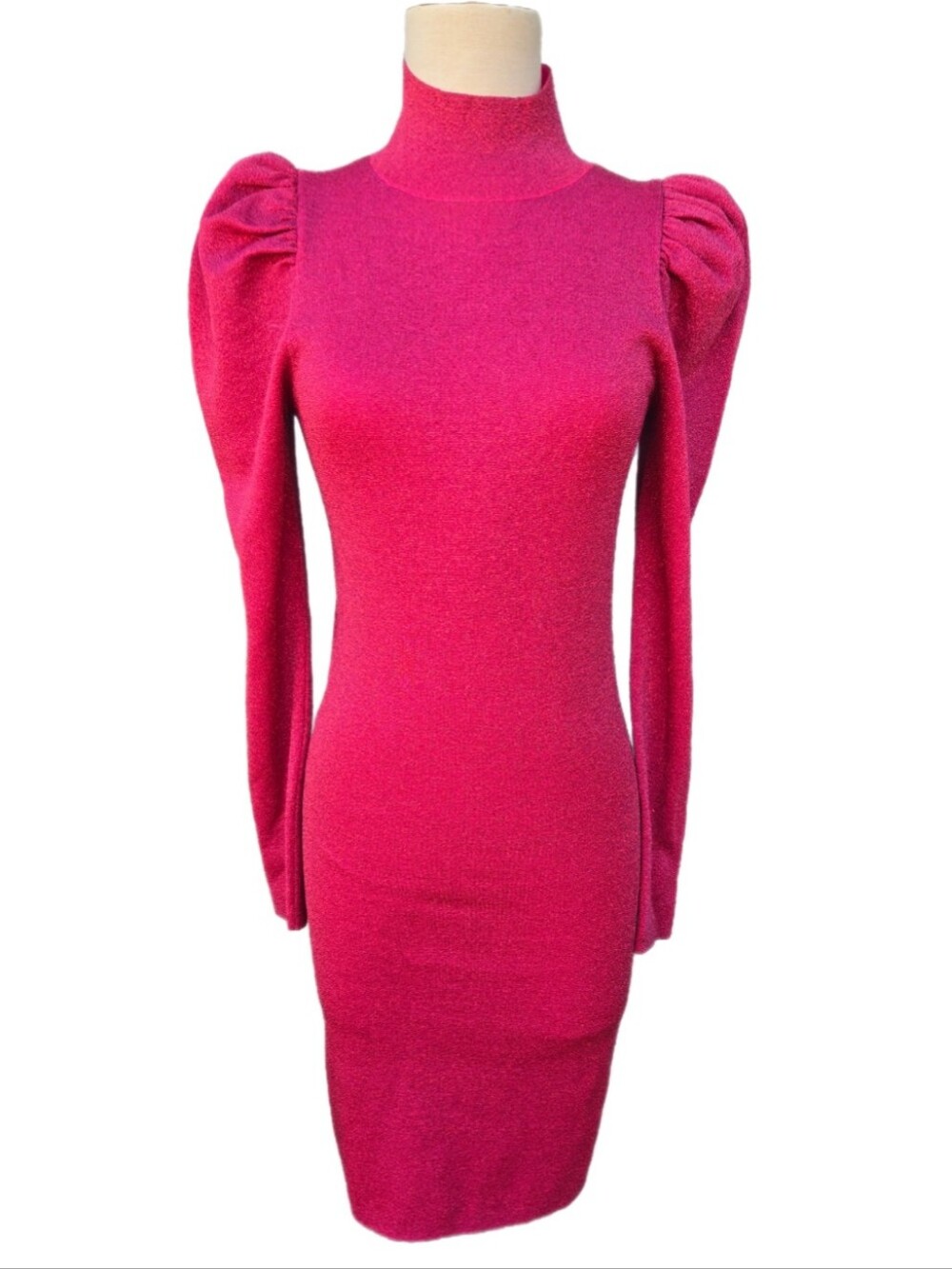Alice + Olivia Lurex Long Sleeve Puff Dress